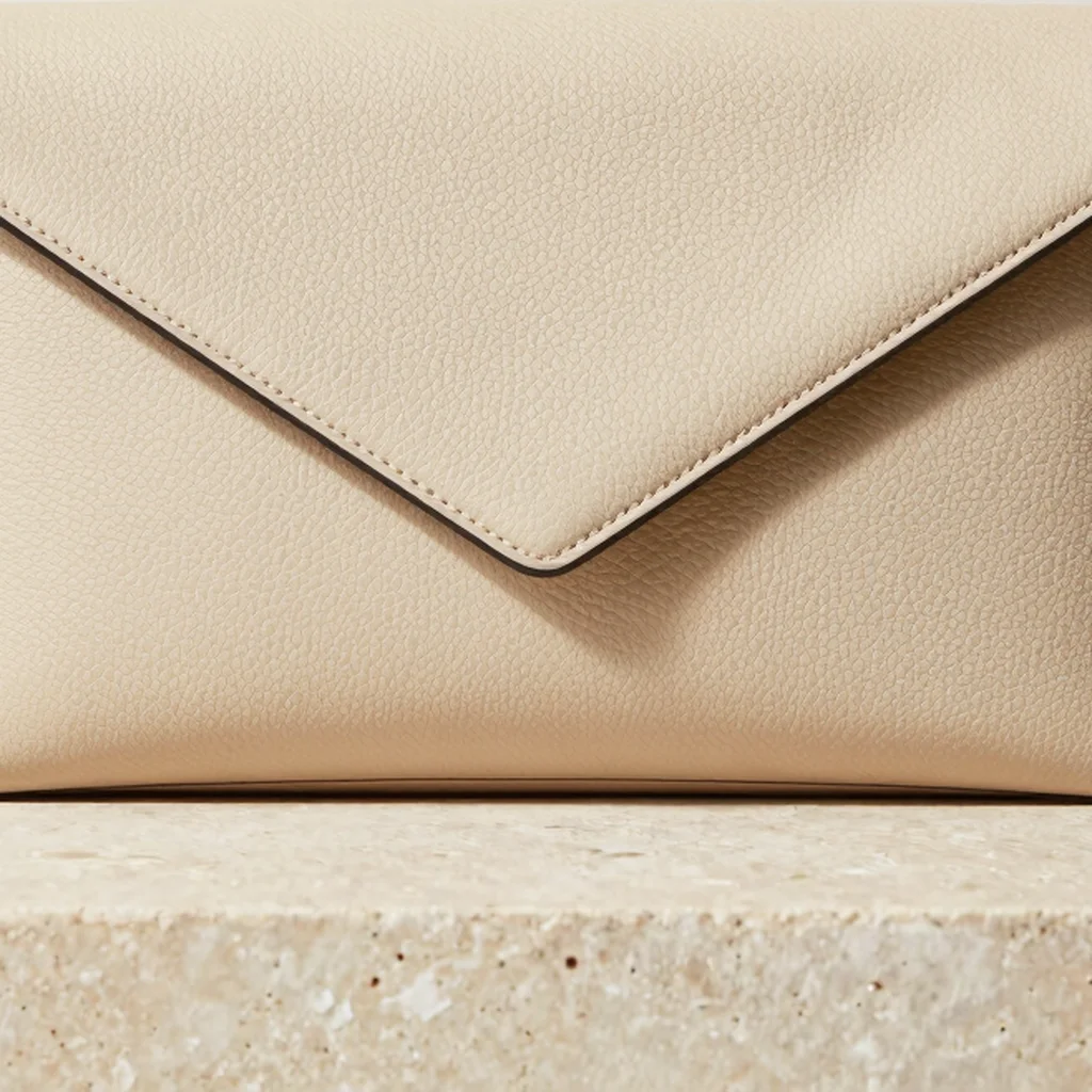 Pebbled Leather Envelope Clutch